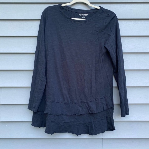 Soft Surroundings Colette Stripped Ruffle Hem Tee S - Picture 2 of 4
